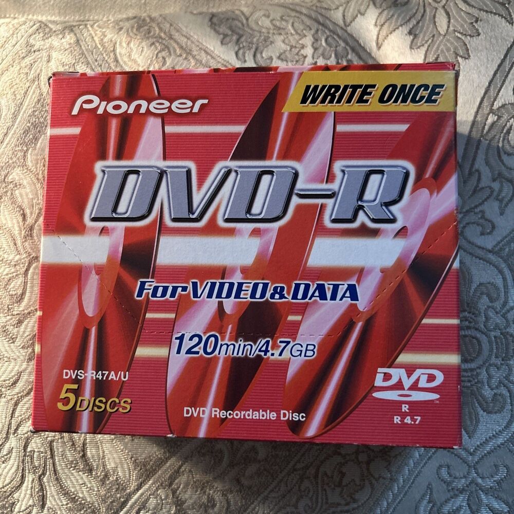 Pioneer DVD-R 120 min 4.7 GB Recordable Disc 5 Pack DVS-R47AS5/U Unopened NIB